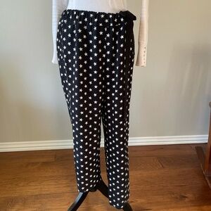 J Crew black and white star pattern drawstring pants, size 12